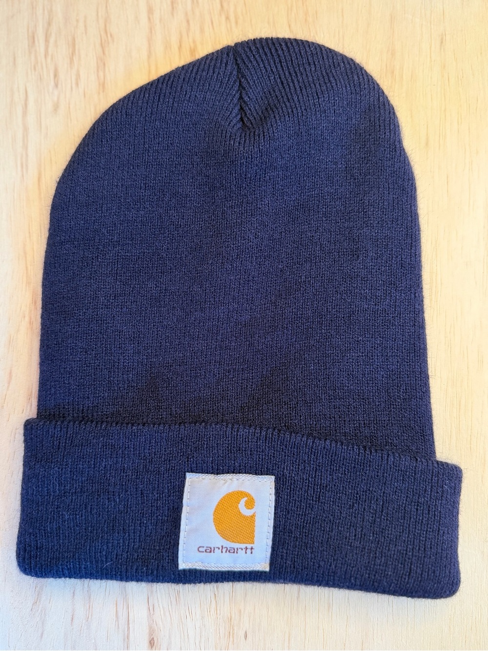 Carhartt Navy Beanie with Gold Logo Patch
